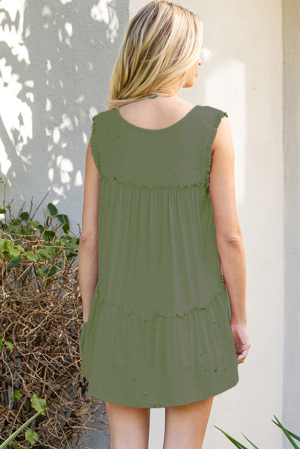 Ruched Frill V-Neck Tank - AllIn Computer
