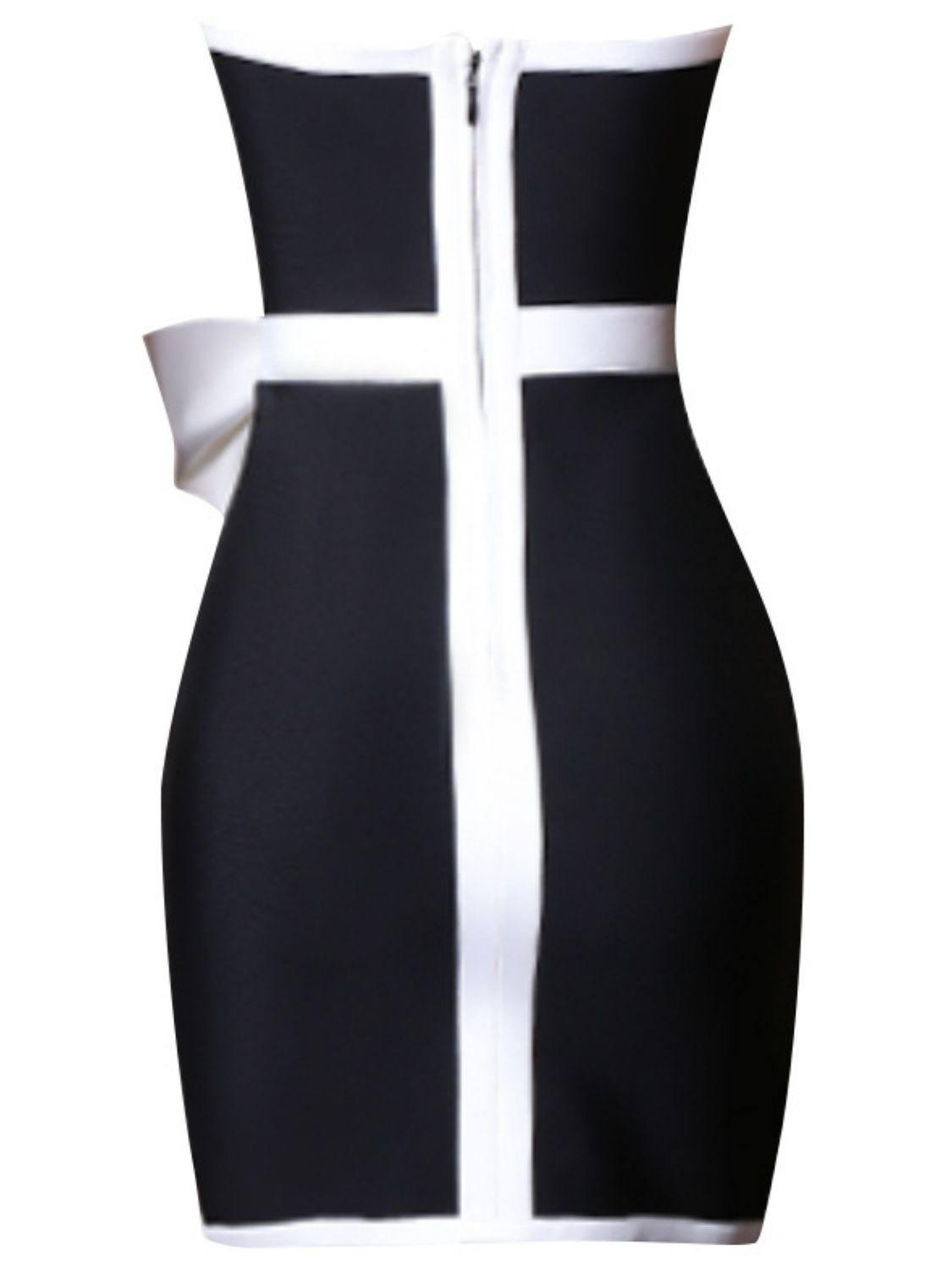 Contrast Strapless Bow Detail Mini Dress - AllIn Computer