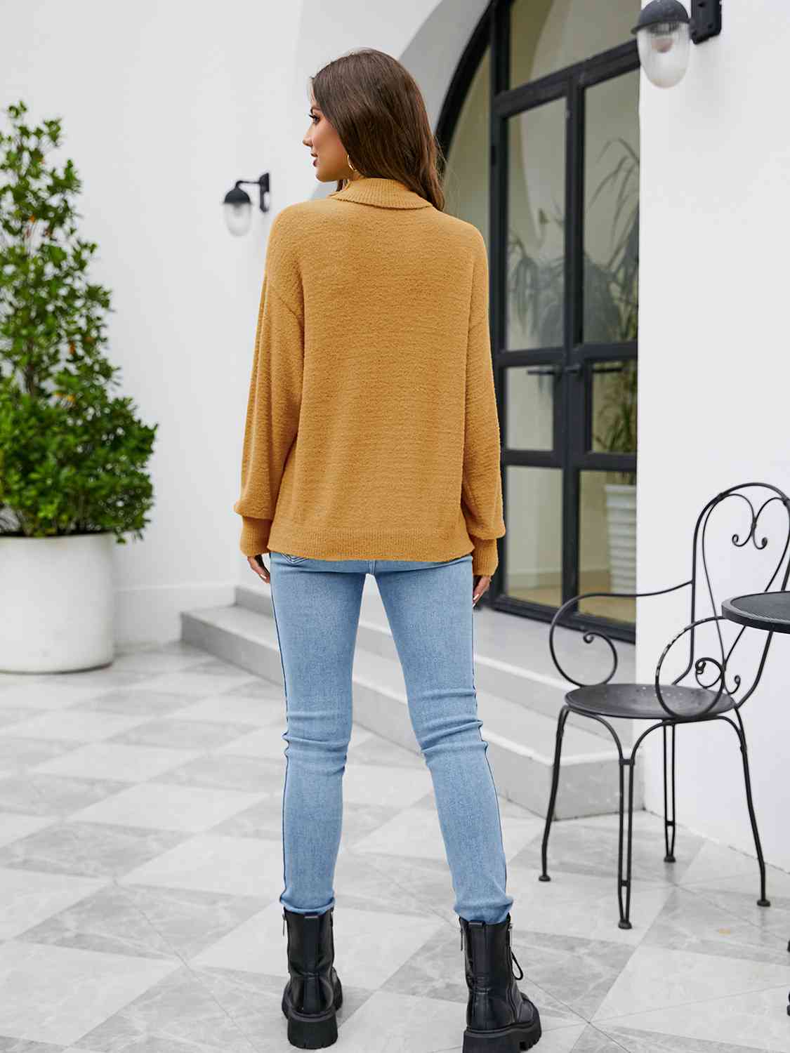 Turtleneck Dropped Shoulder Sweater - AllIn Computer