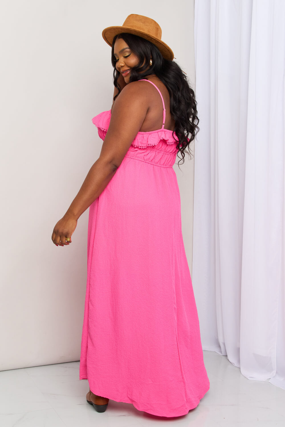 White Birch What In Carnation Full Size Shirred Sleeveless Dress - AllIn Computer