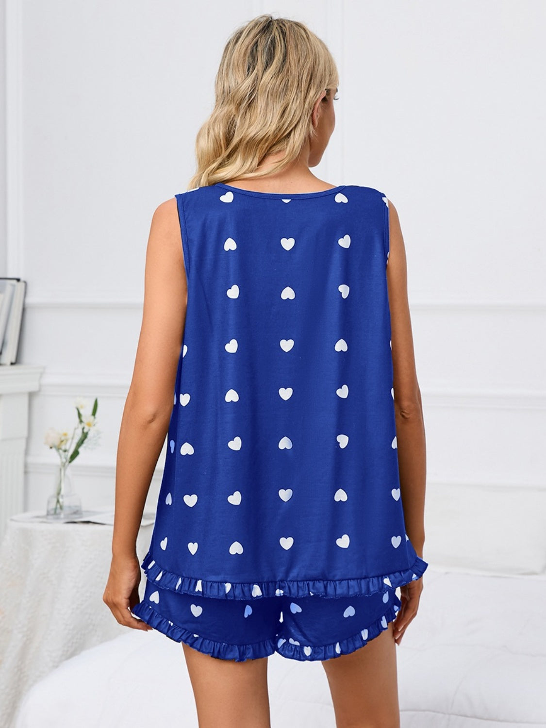 Heart Scoop Neck Tank and Shorts Lounge Set - AllIn Computer
