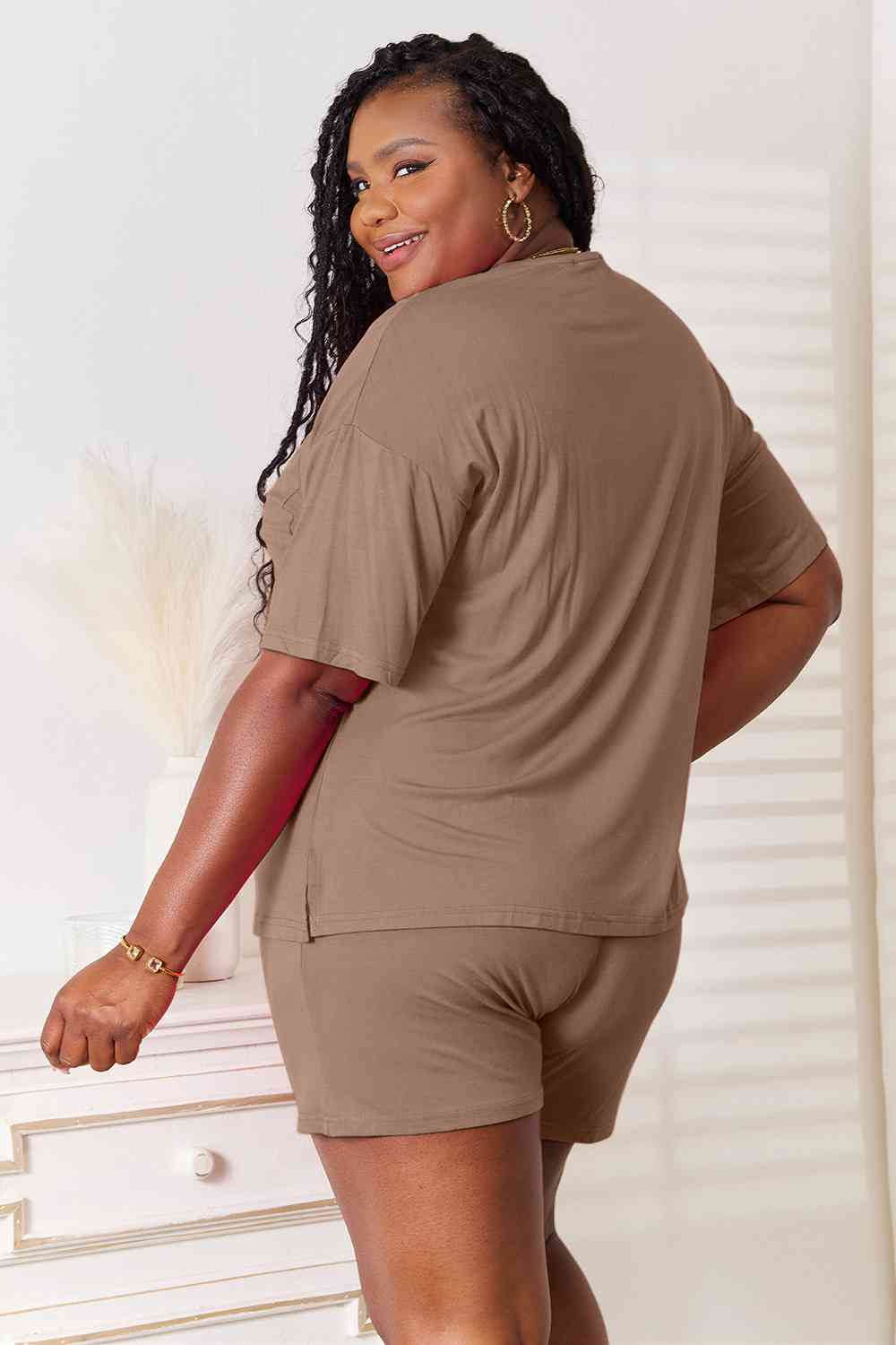 Basic Bae Full Size Soft Rayon Half Sleeve Top and Shorts Set - AllIn Computer