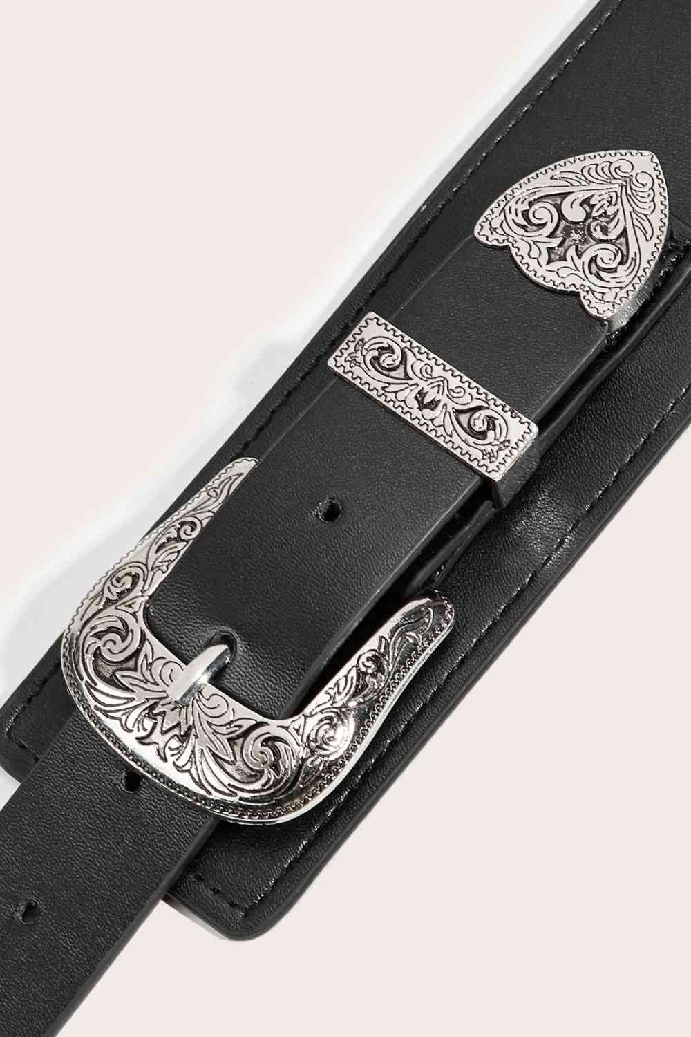 Double Buckle PU Leather Belt - AllIn Computer
