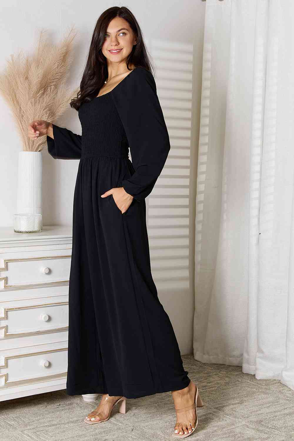 Double Take Square Neck Jumpsuit with Pockets - AllIn Computer