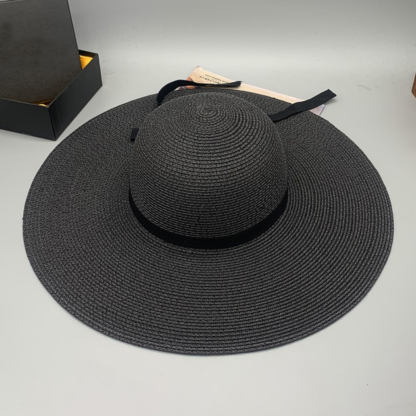 Bow Paper Braided Wide Brim Hat - AllIn Computer