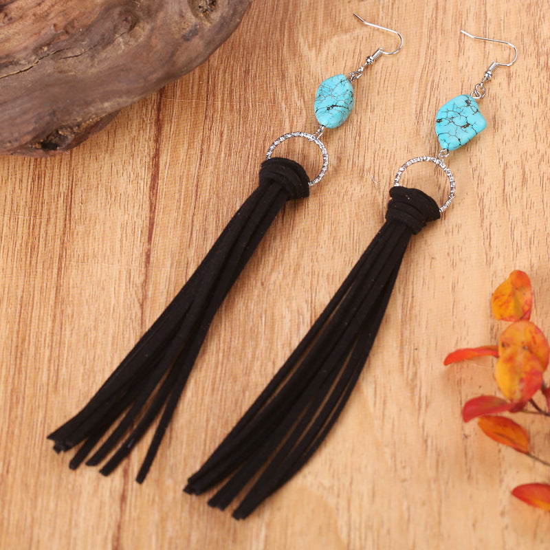 Turquoise Fringe Detail Earrings - AllIn Computer