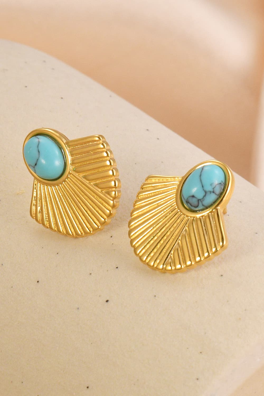 Turquoise 18K Gold Plated Stud Earrings - AllIn Computer