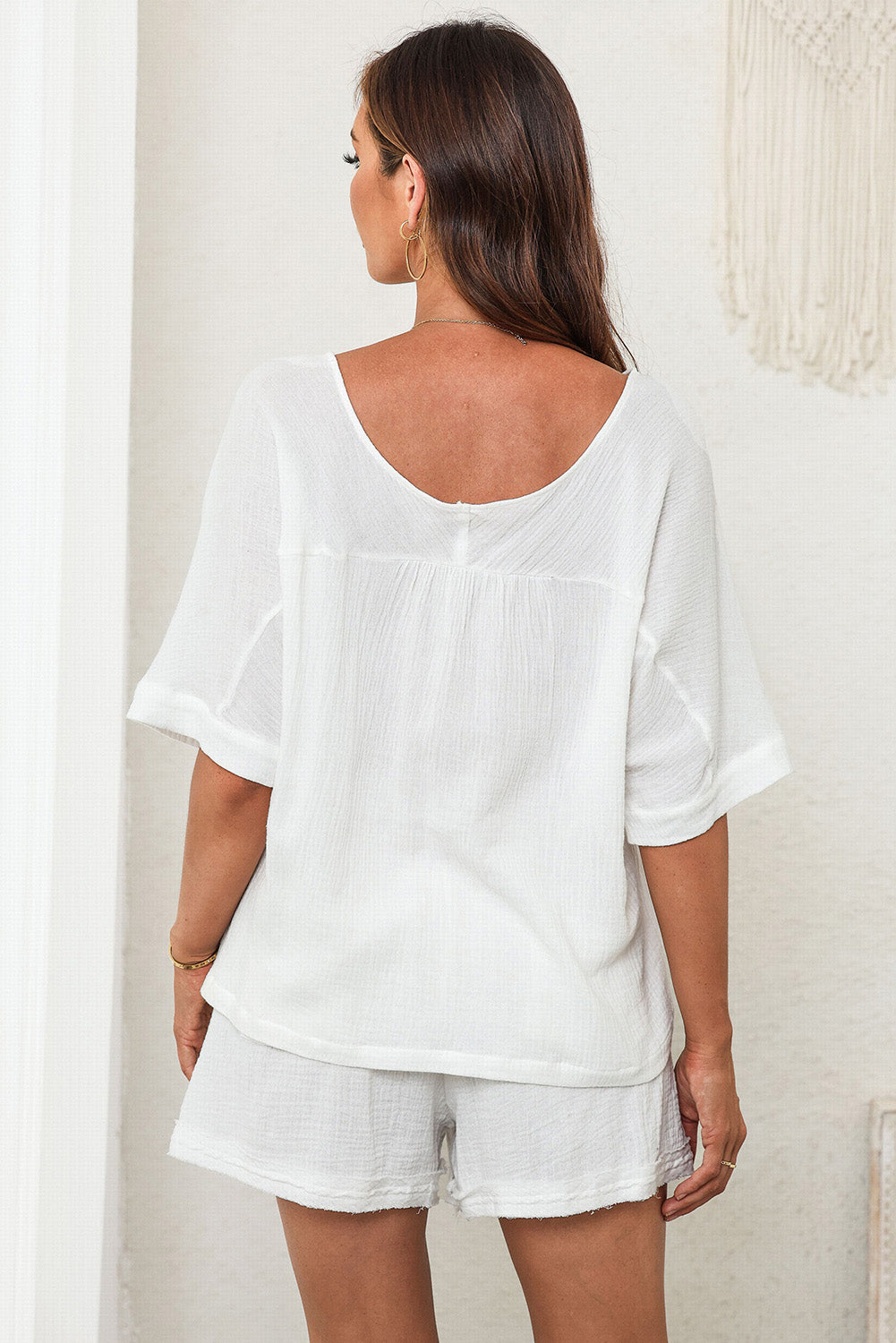 V-Neck Half Sleeve Top and Shorts Set - AllIn Computer
