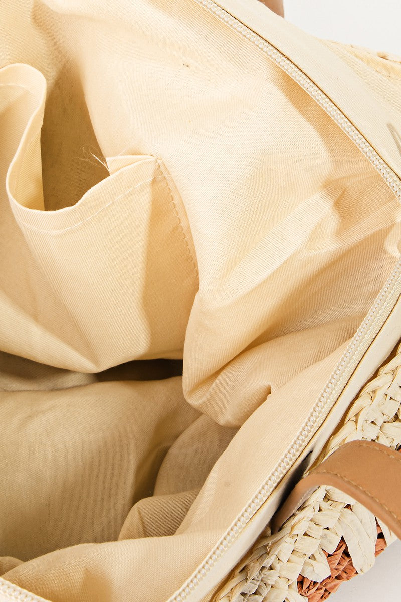 Fame Straw Braided Striped Tote Bag - AllIn Computer