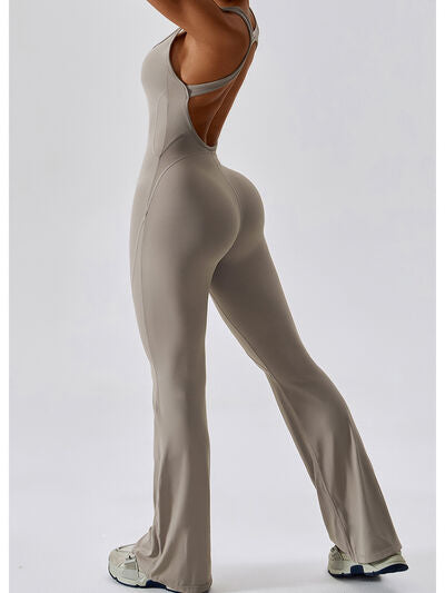 Cutout Wide Strap Bootcut Active Jumpsuit - AllIn Computer
