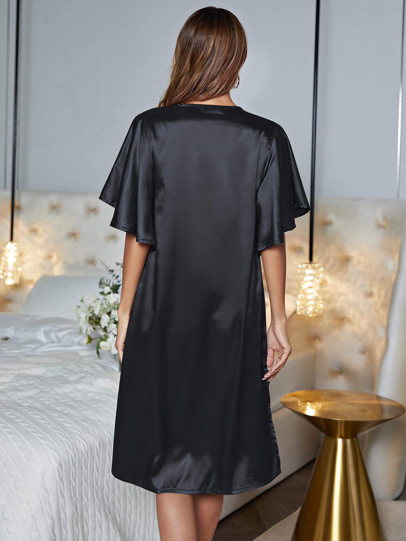V-Neck Flutter Sleeve Night Dress - AllIn Computer
