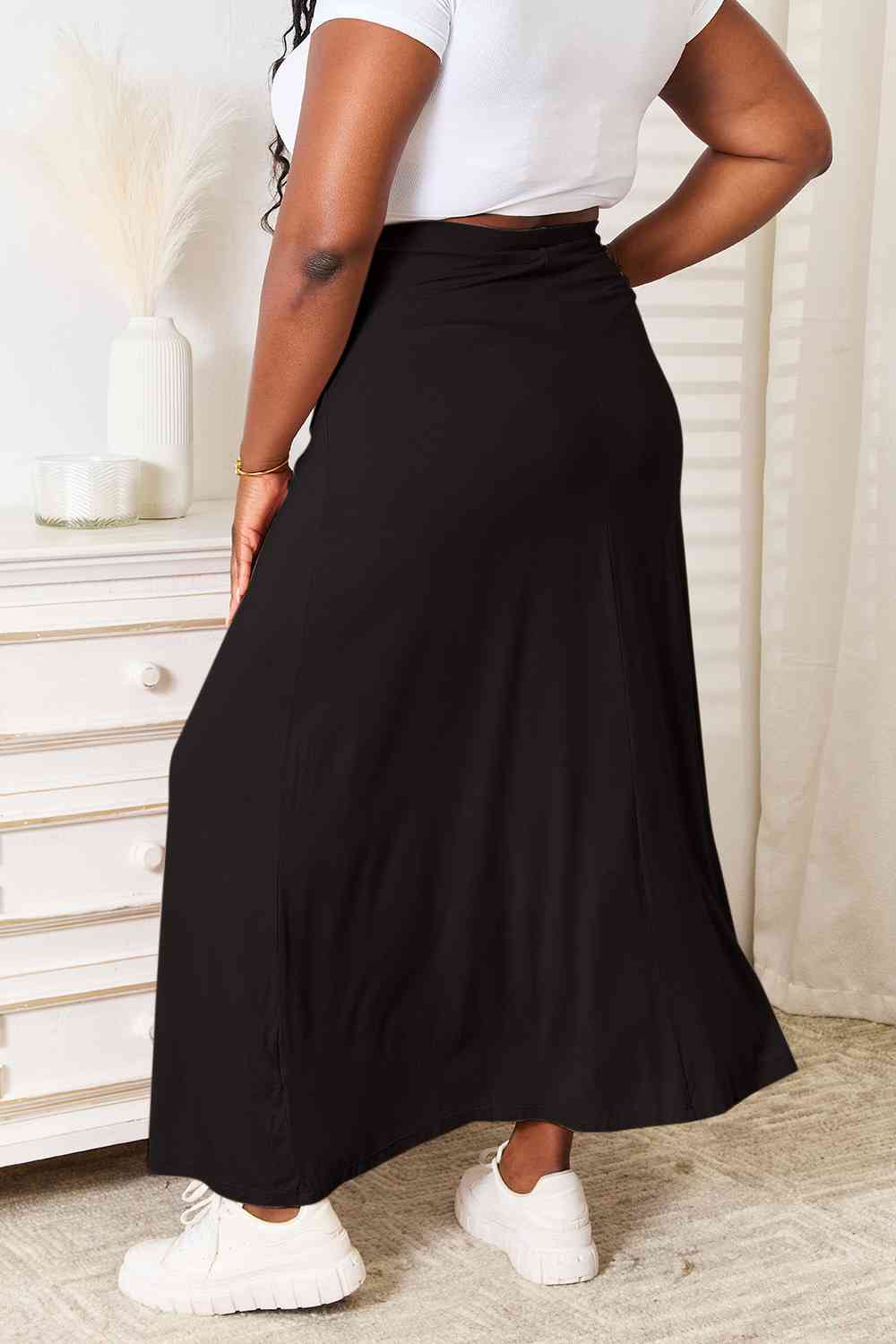 Double Take Full Size Soft Rayon Drawstring Waist Maxi Skirt - AllIn Computer
