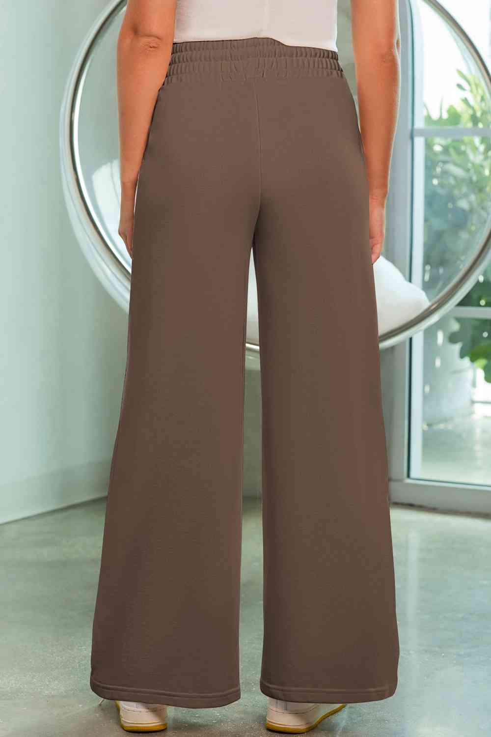 Drawstring Wide Leg Pants with Pockets - AllIn Computer