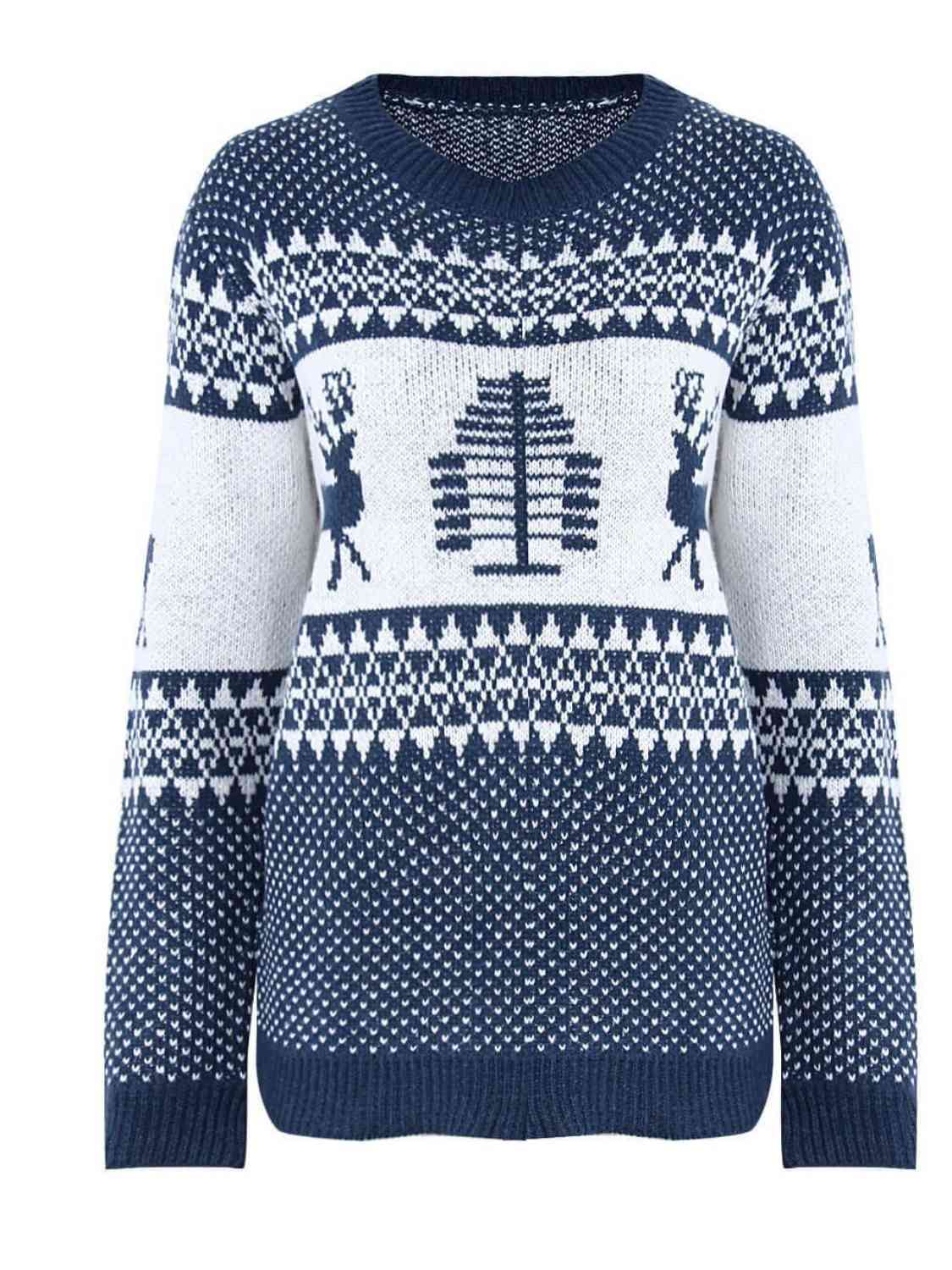 Christmas Theme Round Neck Sweater - AllIn Computer