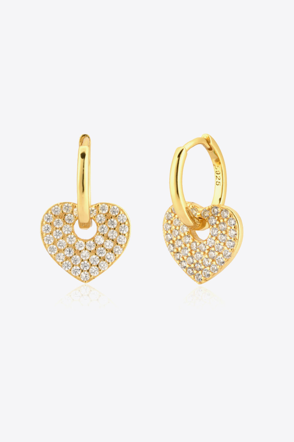 Zircon Heart Drop Huggie Earrings - AllIn Computer