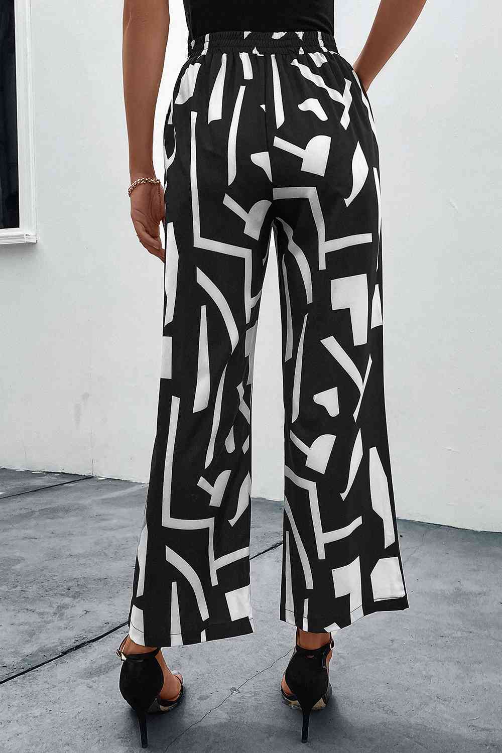 Printed Straight Leg Pants with Pockets - AllIn Computer