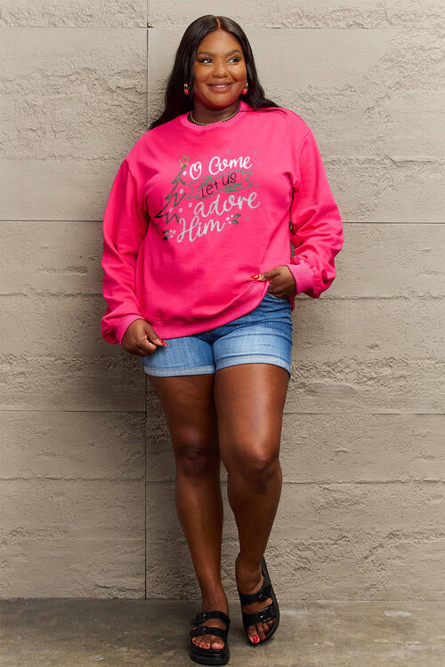 Simply Love Full Size Letter Graphic Long Sleeve Sweatshirt - AllIn Computer