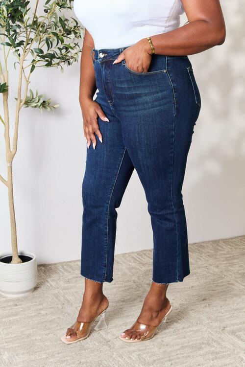 BAYEAS Full Size Raw Hem Straight Jeans - AllIn Computer