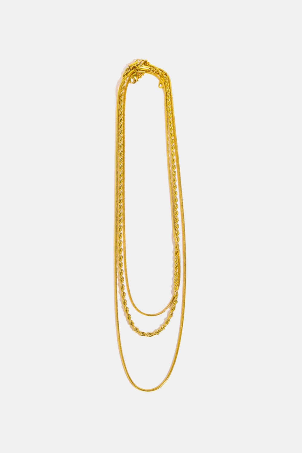Stainless Steel 18K Gold Pleated Triple Layer Necklace - AllIn Computer