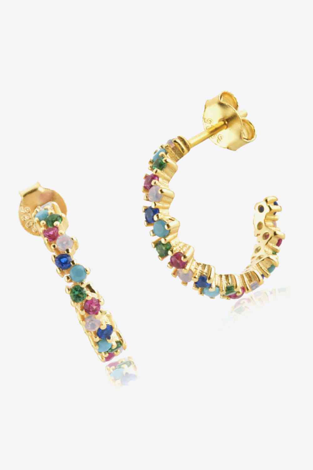 Inlaid Zircon C-Hoop Earrings - AllIn Computer