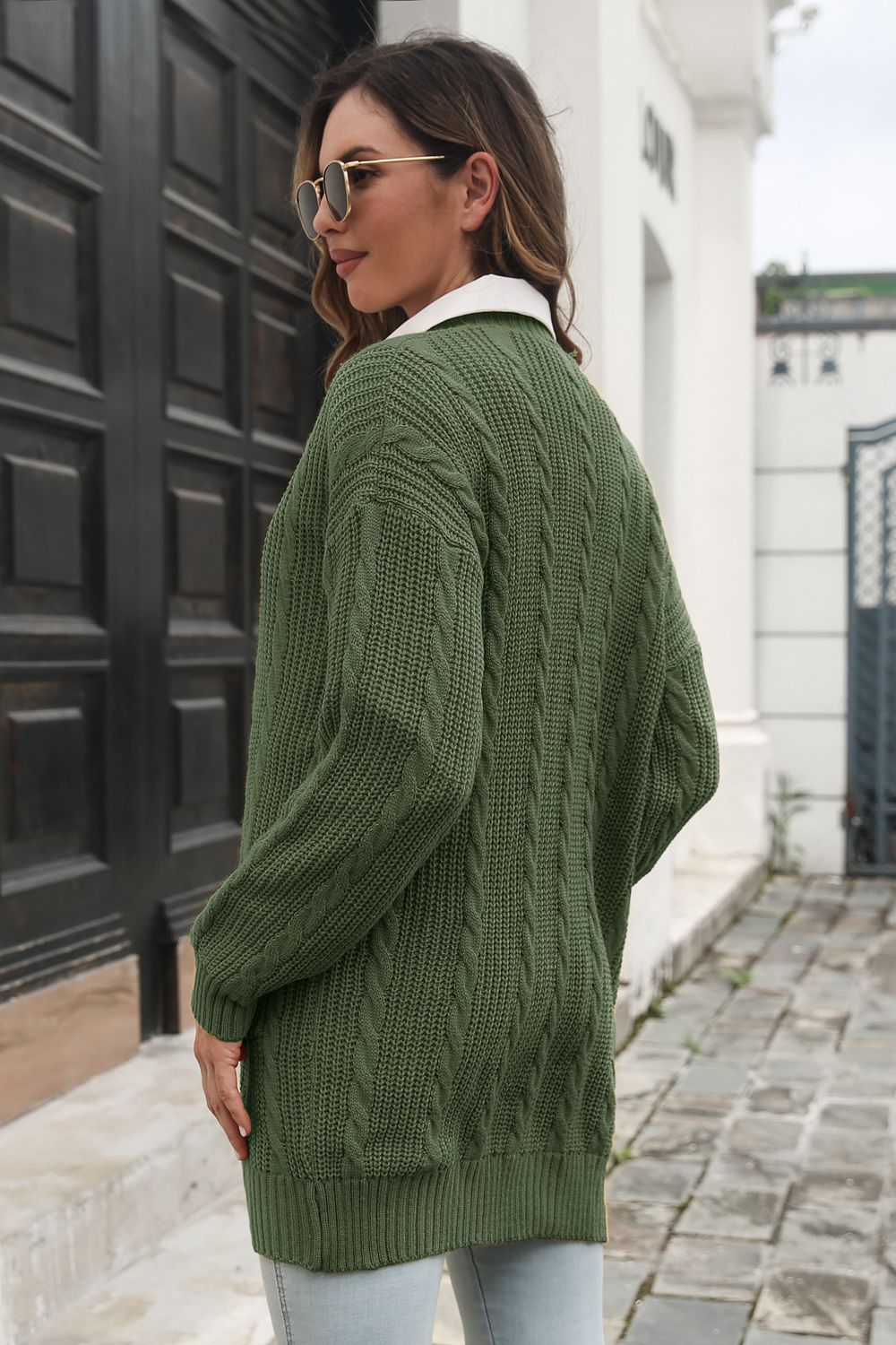 Open Front Longline Cardigan with Pockets - AllIn Computer
