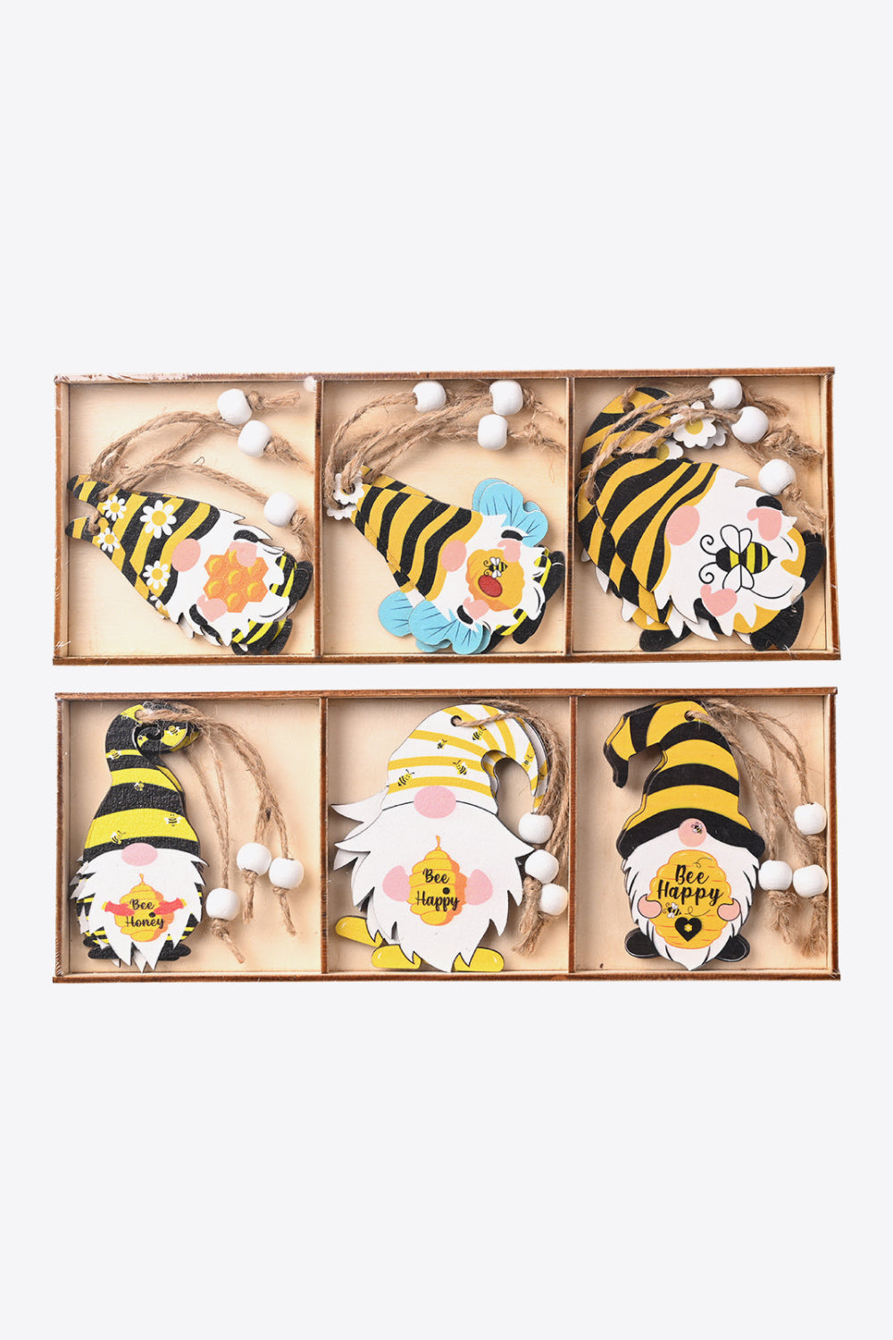 3-Pack Bee Wood Gnome Ornaments - AllIn Computer
