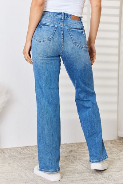 Judy Blue Full Size High Waist Distressed Straight-Leg Jeans - AllIn Computer