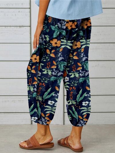 Printed Tied Cropped Pants - AllIn Computer