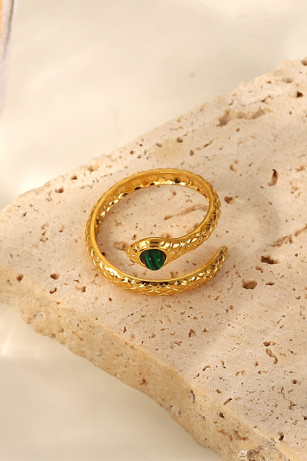 Snake Charmer Malachite Snake-Shaped Bypass Ring - AllIn Computer
