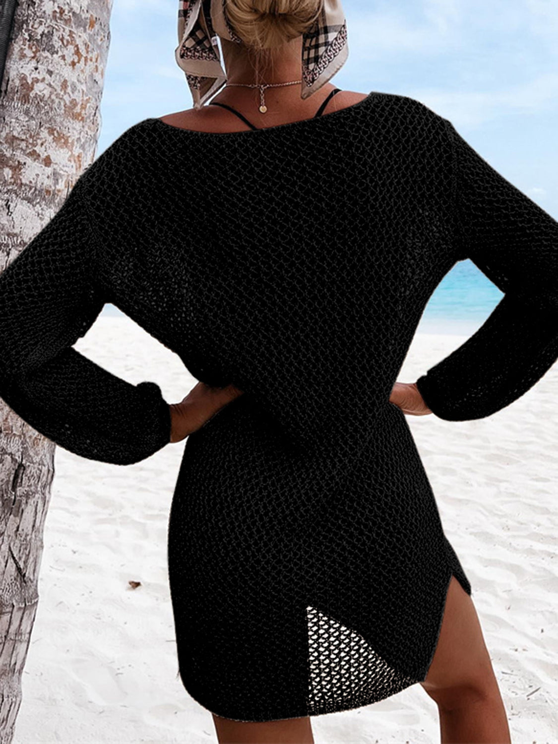 Openwork Tie Neck Cover-Up - AllIn Computer
