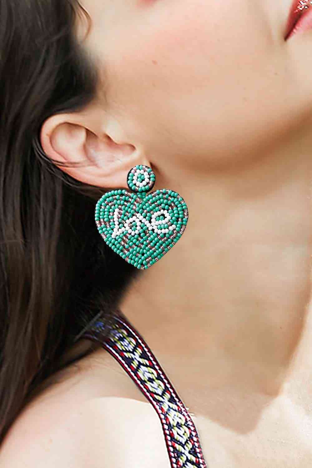 LOVE Beaded Heart Earrings - AllIn Computer