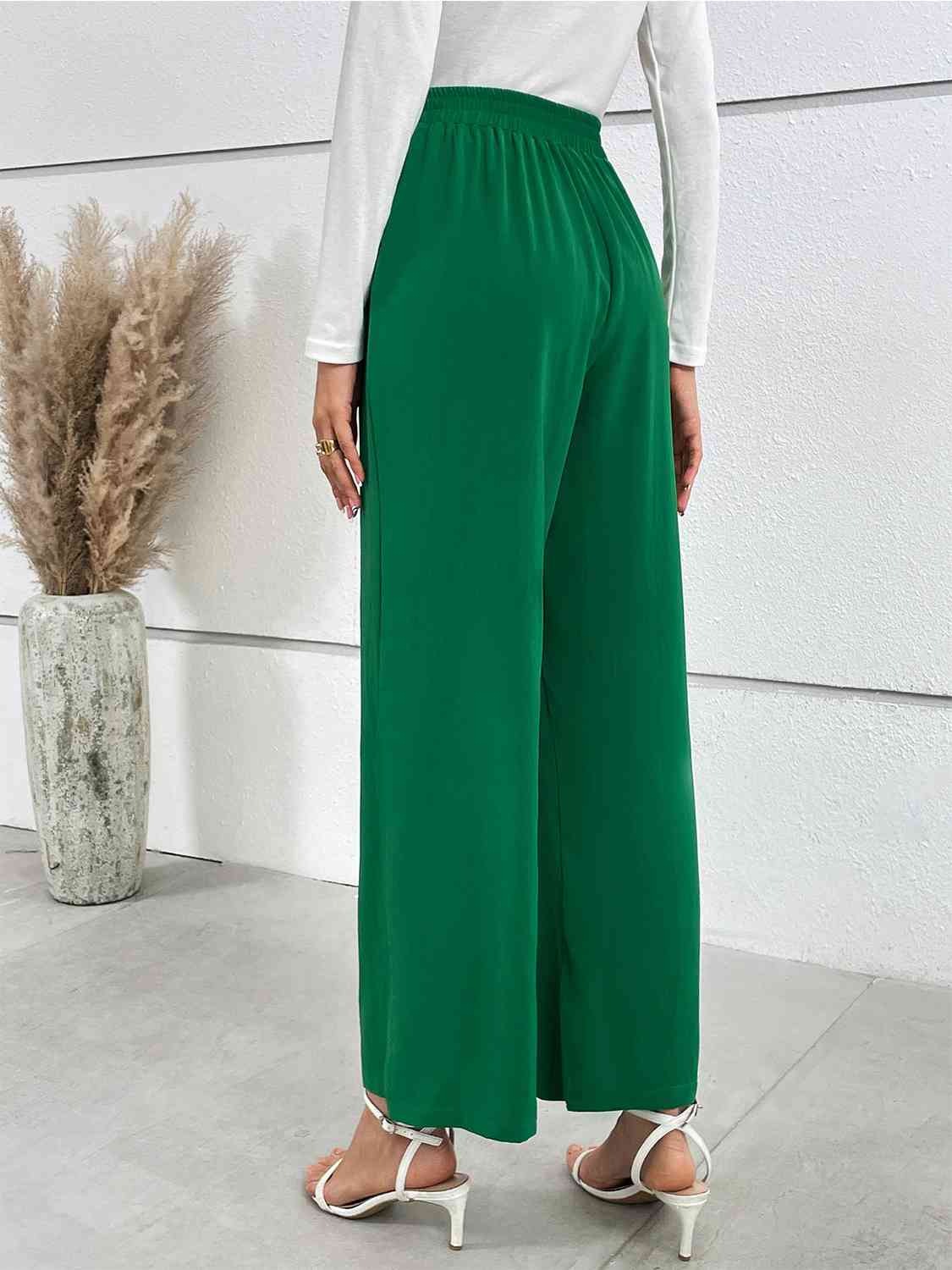 Lace-Up Waist Straight Leg Pants - AllIn Computer