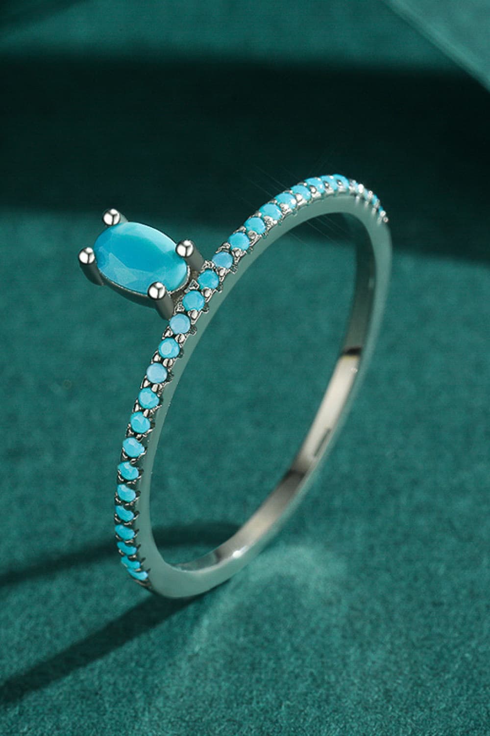 925 Sterling Silver Artificial Turquoise Ring - AllIn Computer