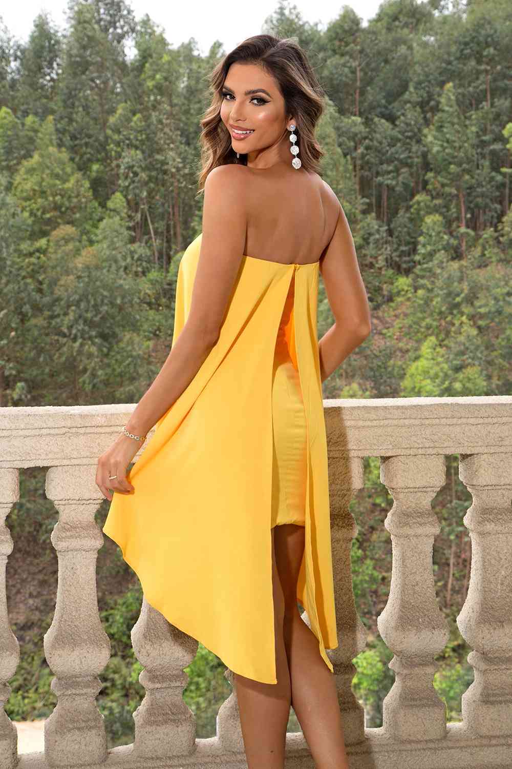 Strapless Slit Layered Dress - AllIn Computer