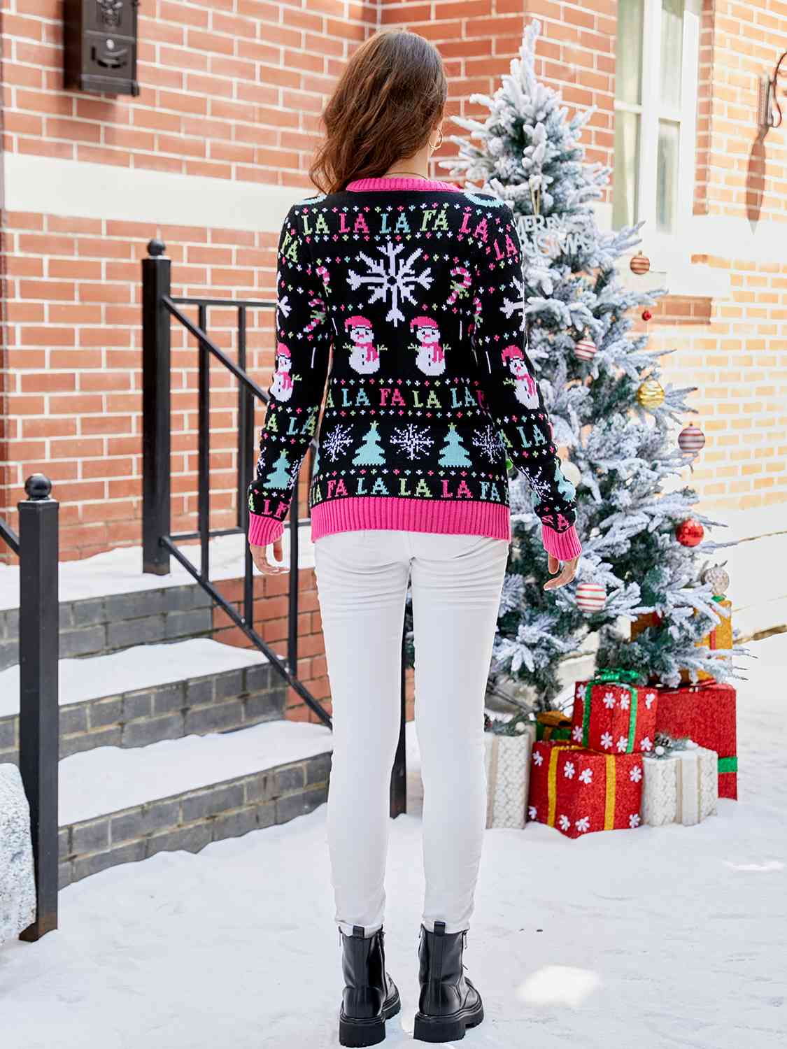 Christmas Ribbed Trim Sweater - AllIn Computer