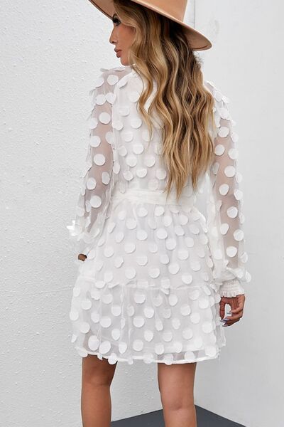 Applique Round Neck Long Sleeve Mini Dress - AllIn Computer