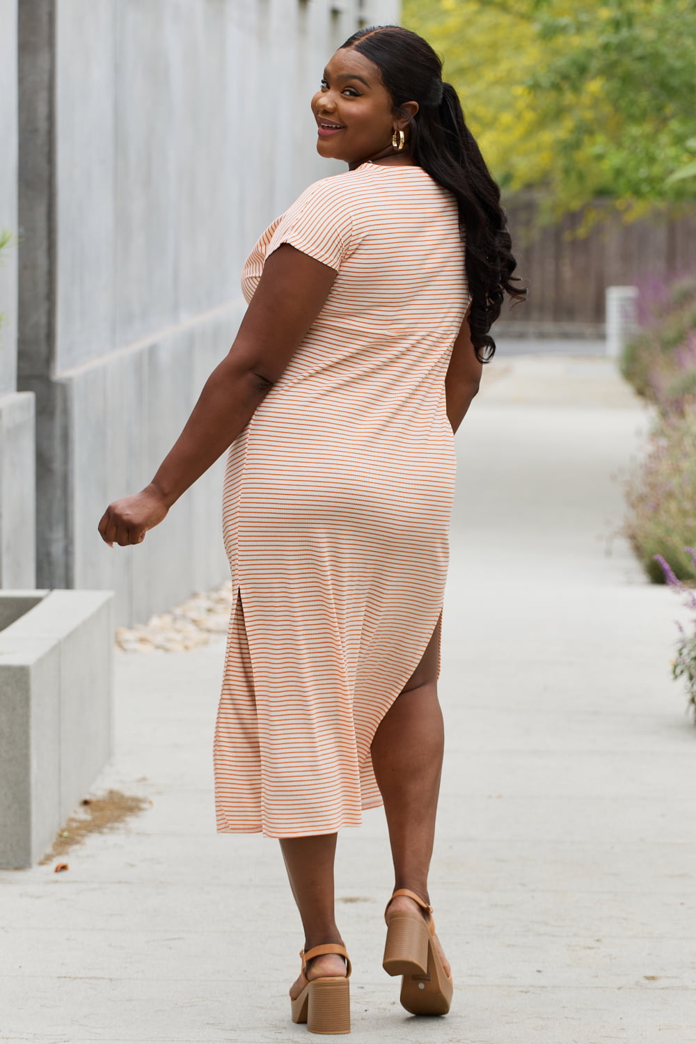 Culture Code Full Size Striped Twisted Detail Maxi Dress in Light Tomato - AllIn Computer