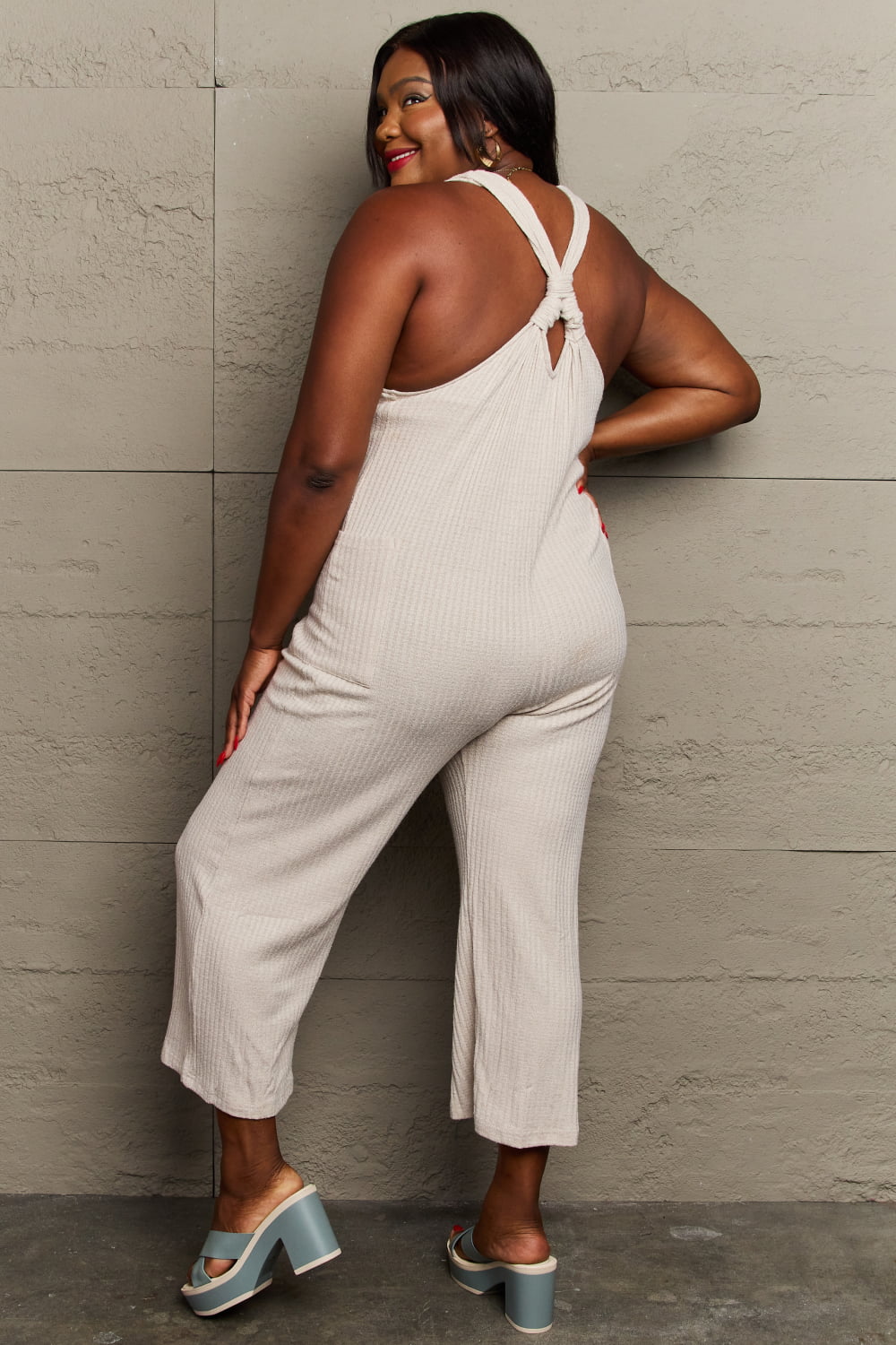 HEYSON Don't Get It Twisted Full Size Rib Knit Jumpsuit - AllIn Computer