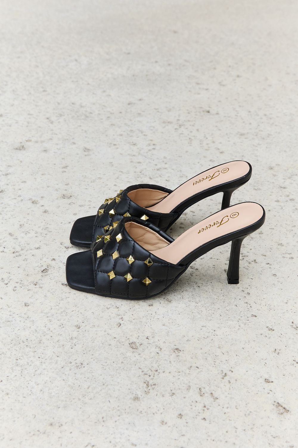 Forever Link Square Toe Quilted Mule Heels in Black - AllIn Computer