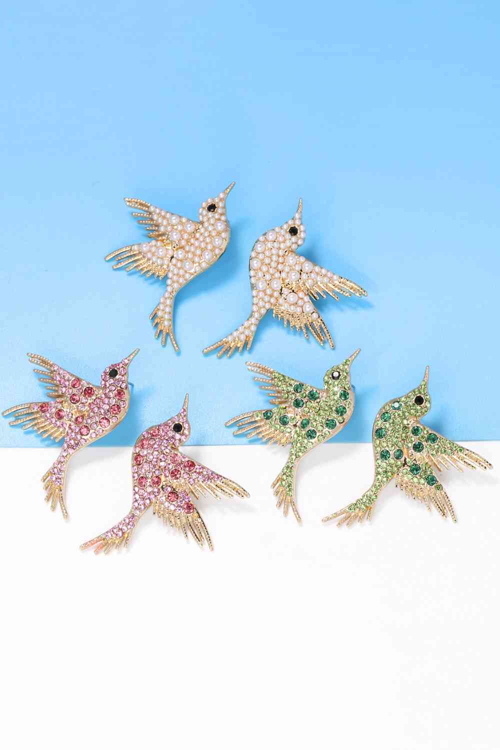 Bird Shape Zinc Alloy Frame Glass Stone Dangle Earrings - AllIn Computer