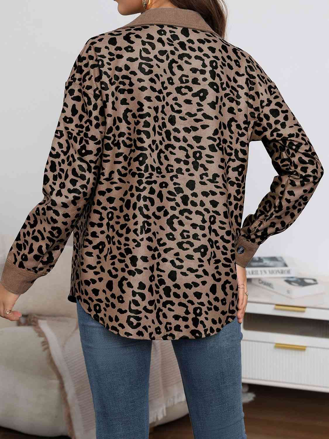 Full Size Leopard Buttoned Jacket - AllIn Computer