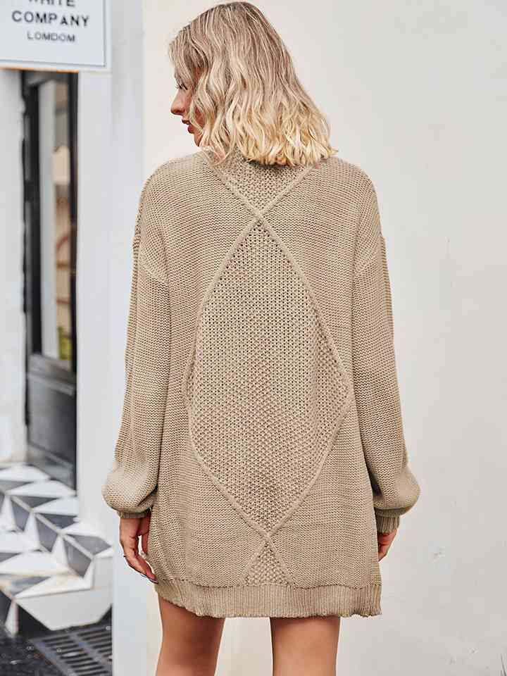 Cable-Knit Long Sleeve Cardigan - AllIn Computer