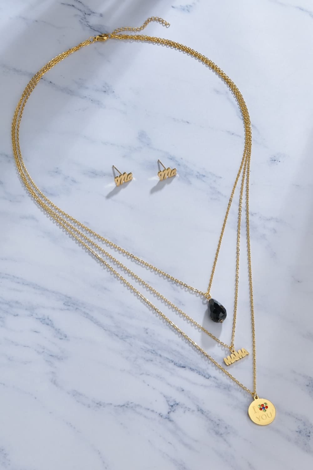 Triple-layer MAMA I LOVE YOU 18K gold-plated Pendant Combo Deal - AllIn Computer
