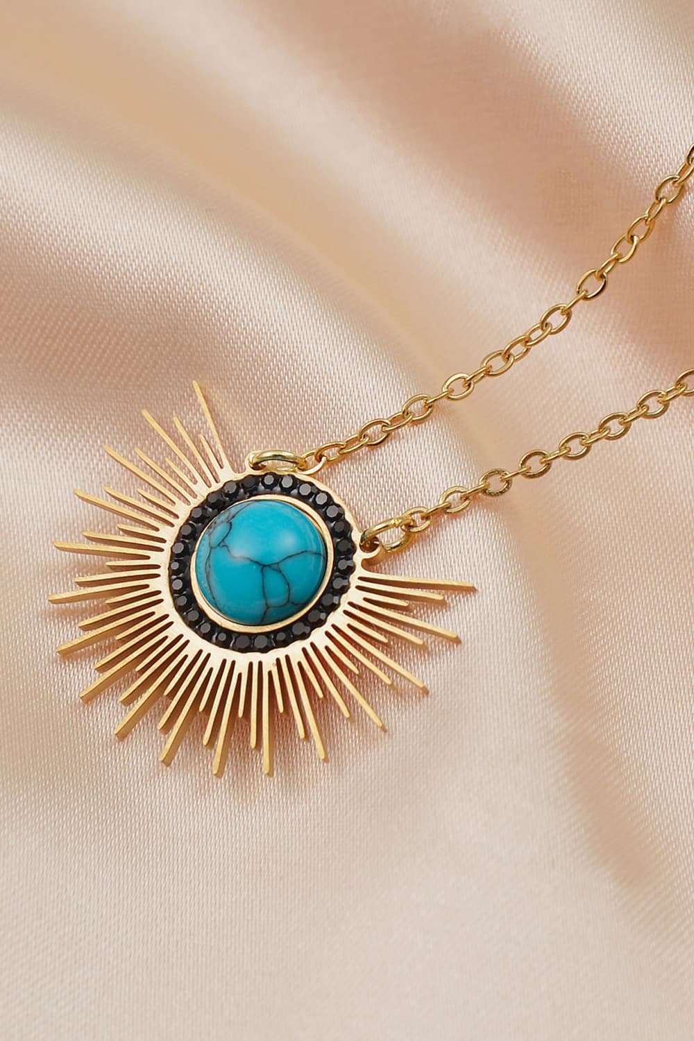 Turquoise 14K Gold Plated Pendant Necklace - AllIn Computer