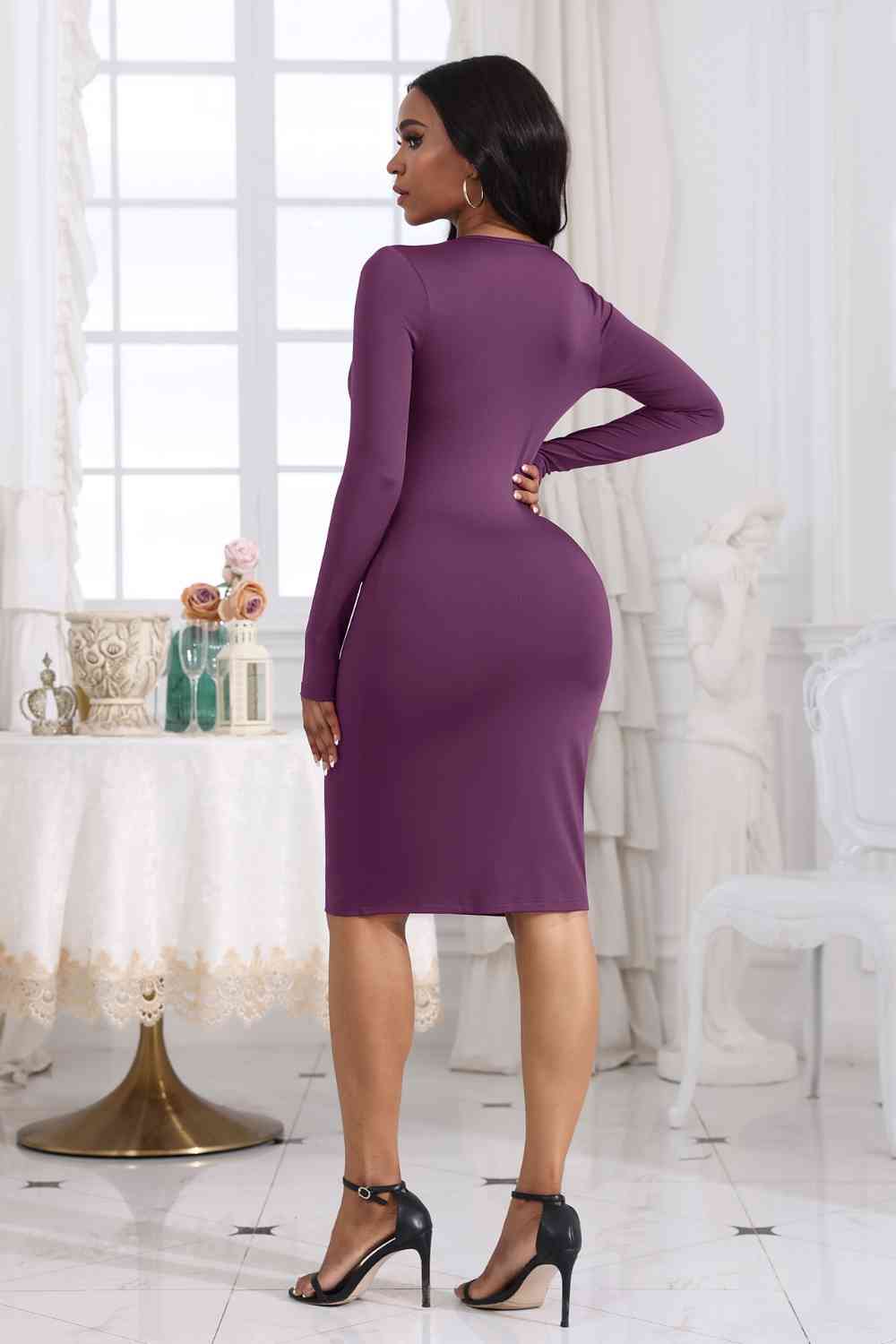 Cutout Twisted Long Sleeve Dress - AllIn Computer