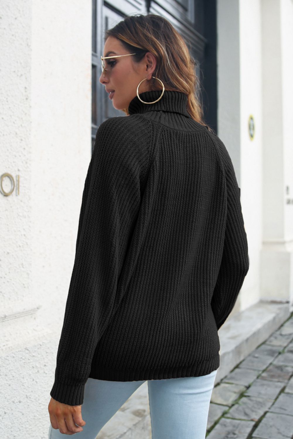 Turtleneck Rib-Knit Sweater - AllIn Computer