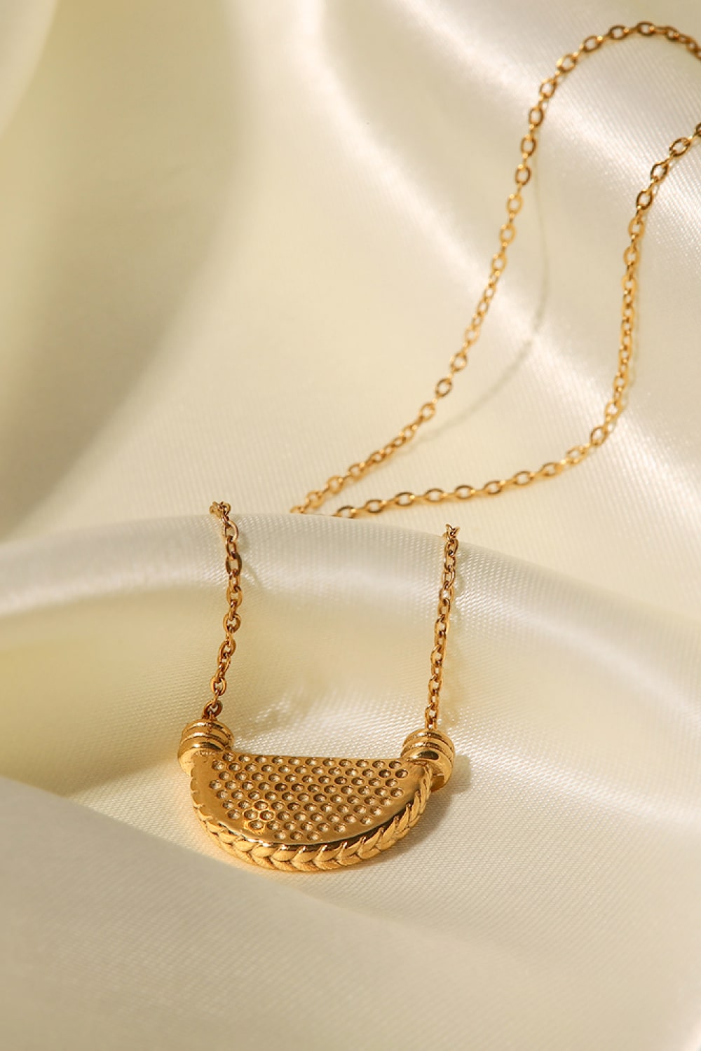 Stainless Steel Semi Circle Pendant Necklace - AllIn Computer