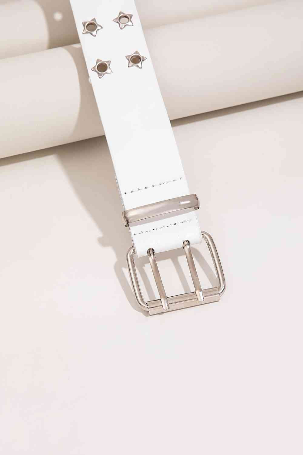 Double Row Star Grommet PU Leather Belt - AllIn Computer