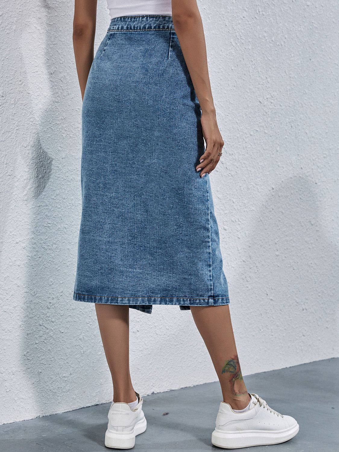 Button Down Denim Skirt - AllIn Computer