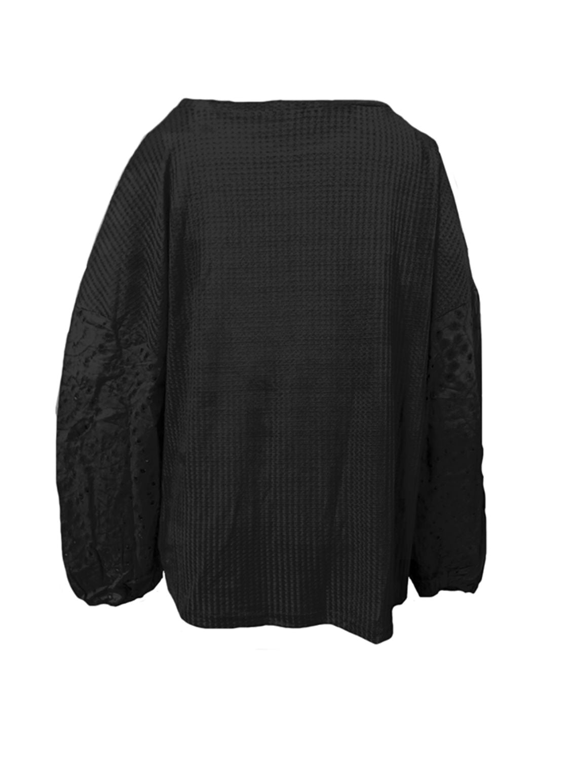 Openwork Dropped Shoulder Boat Neck Blouse - AllIn Computer